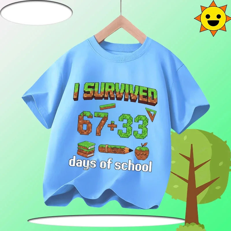 Summer Six Seven 67 Cartoon Cute Print Children‘s Short Sleeve Tops Cotton Casual Kids T-shirt Fashion Boys Girls Clothes Tees