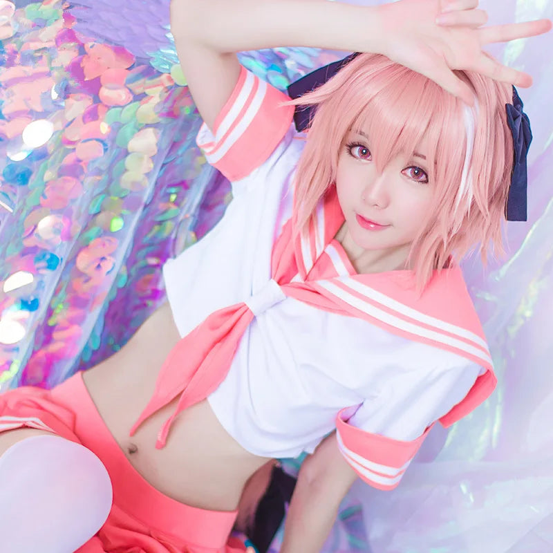SBluuCosplay Fate Apocrypha Rider Astolfo Cosplay for Men JK School Uniform Sailor Suit  Women Outfit Anime Halloween Costume