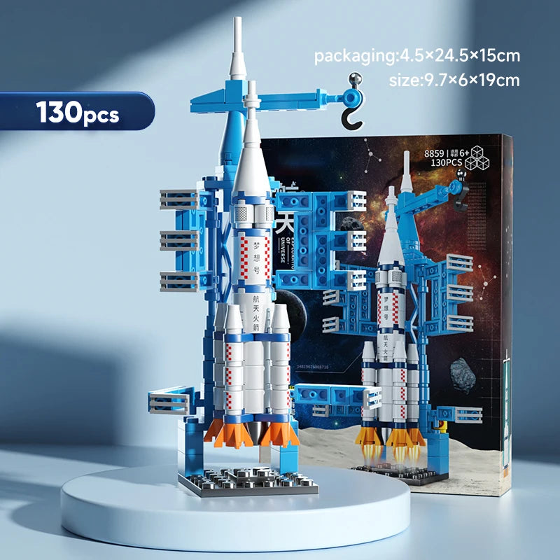107 Piece DIY Building Blocks Space Rocket Craft Launch Center Base Puzzle Model Assembling Bricks Small Set Education Boys Toy
