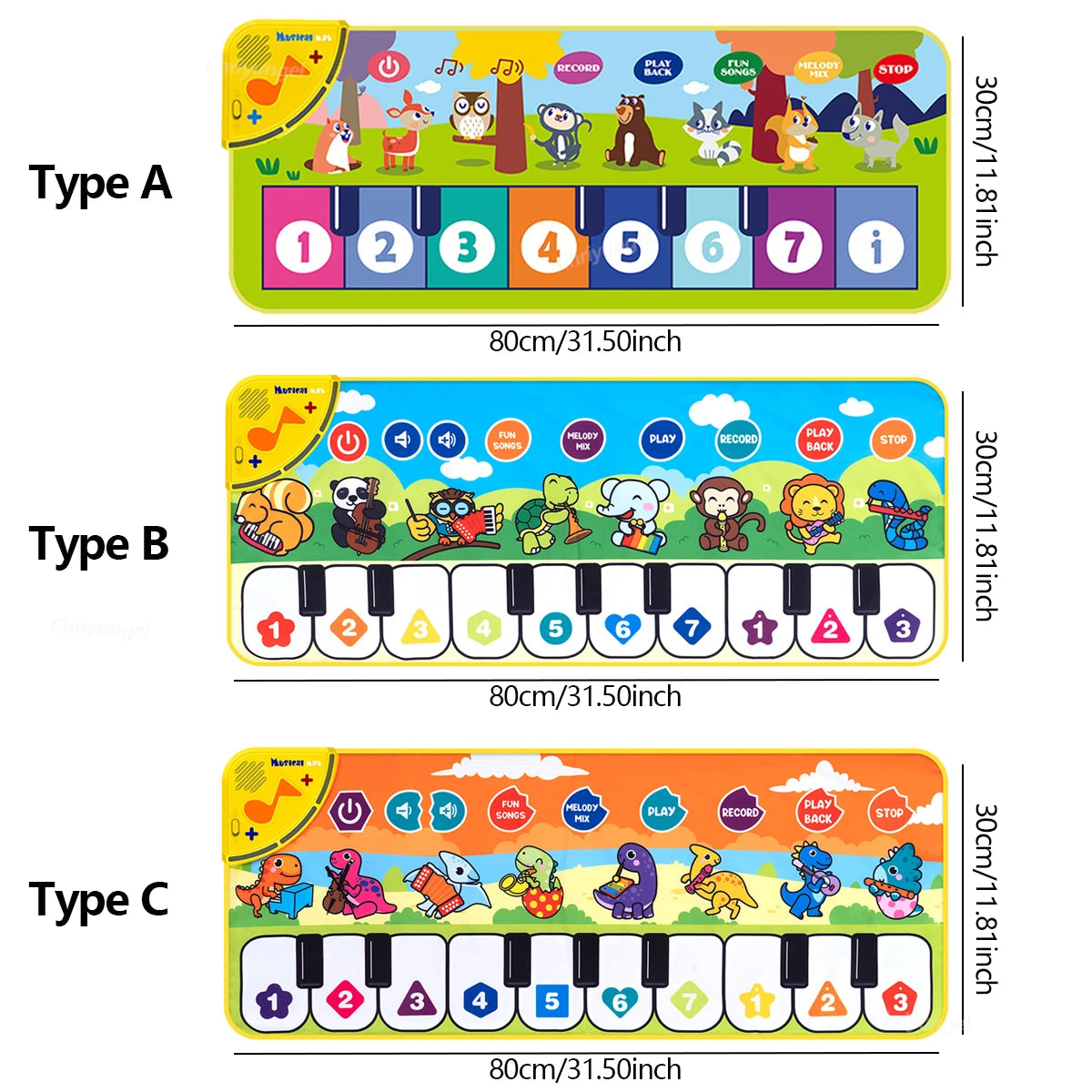 Piano Dance Mat for Kids 80*30cm Music Play Mat with Demo Songs Toddlers Floor Keyboard Musical Carpet Girl Boy Birthday Gifts