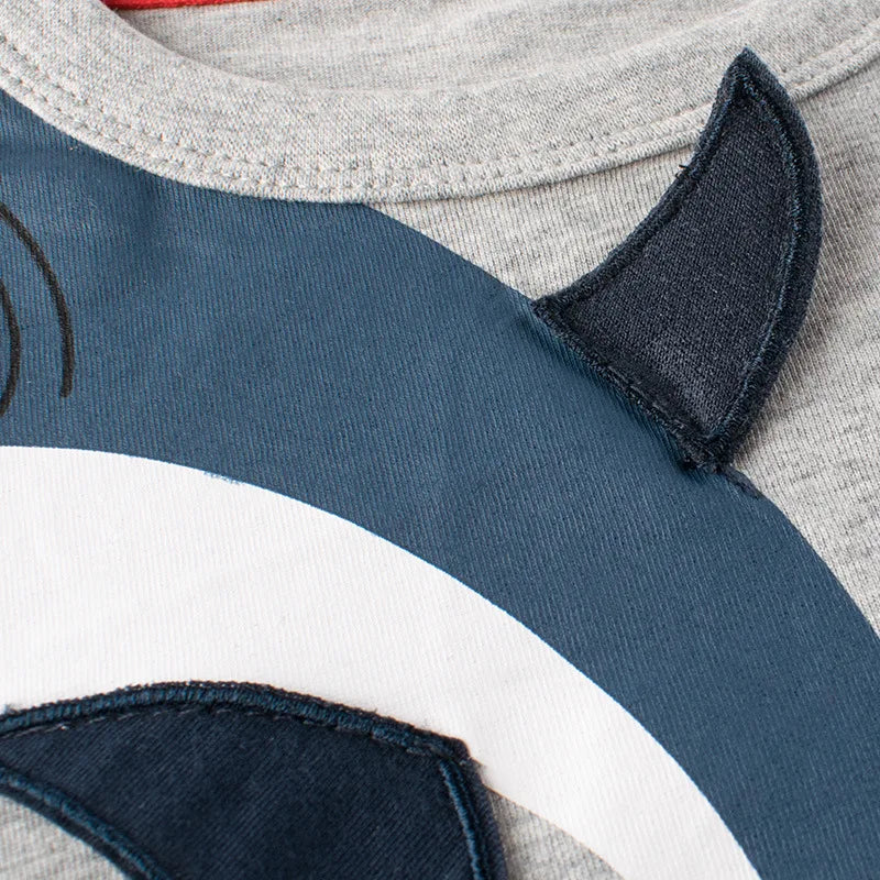 Shark Print T-shirt Summer 2025 New Childrens Fashion Simple Daily All-match Short Sleeved T-shirt Kids Clothes