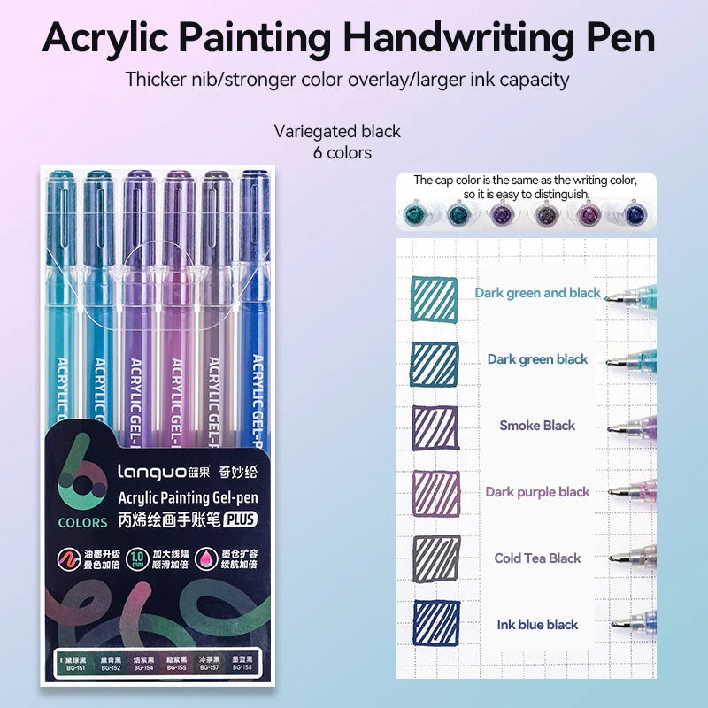 Languo 90 Colors Painting Acrylic Gel Pens Large Capacity Ink Pen for Drawing Diary Diy Coloring Doodling Painting Art Supplies