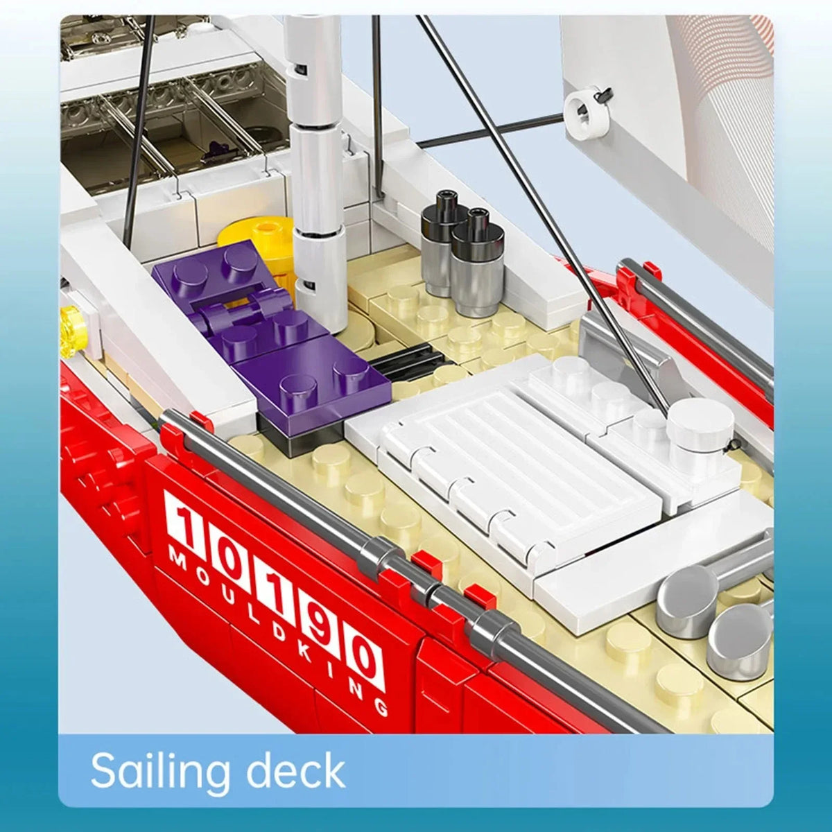 Mould King 767PCS Creative 10190 Modern Twin-Mast Sailing Ship Building Blocks Toy STEM Educational Exploration Ship Model Kit