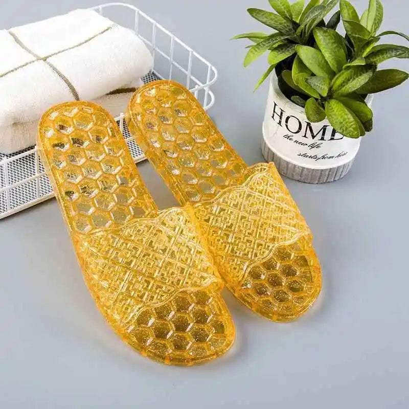 Classic Plastic Mom Slippers Women's Outdoor Fashionable Non-Smelly Old-Style Crystal Jelly Slippers Home Comfortable Sandals