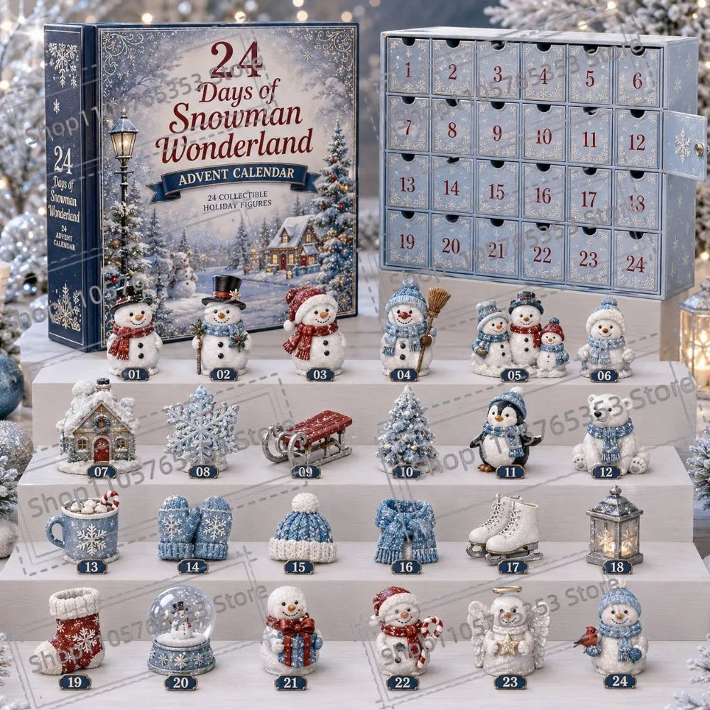 2026 Snowman Christmas Advent Calendar Decor 2D Acrylic Christmas Tree Backpack Pendant Holiday Countdown Gift for Party Favors