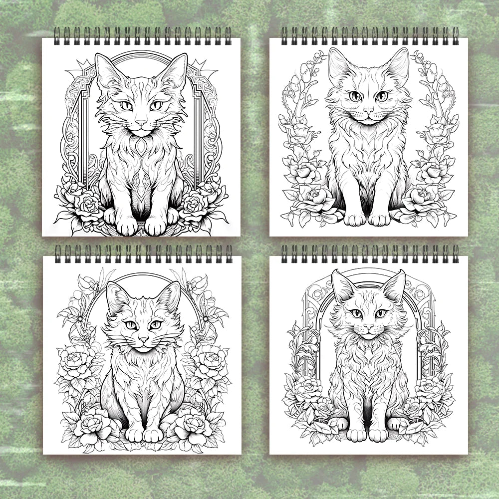 Adult coloring book - 30 Sheets Women's spiral coloring book, 8.3x 8.3 inches, drawing book, birthday gift, holiday party gift