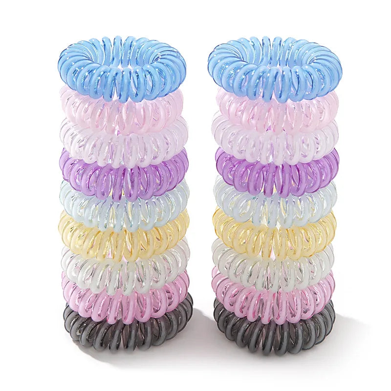 18pcs Telephone Wire Hair Bands Small Korean Large Autumn And Winter Thickened Without Trace Female Children Durable Tie Hair
