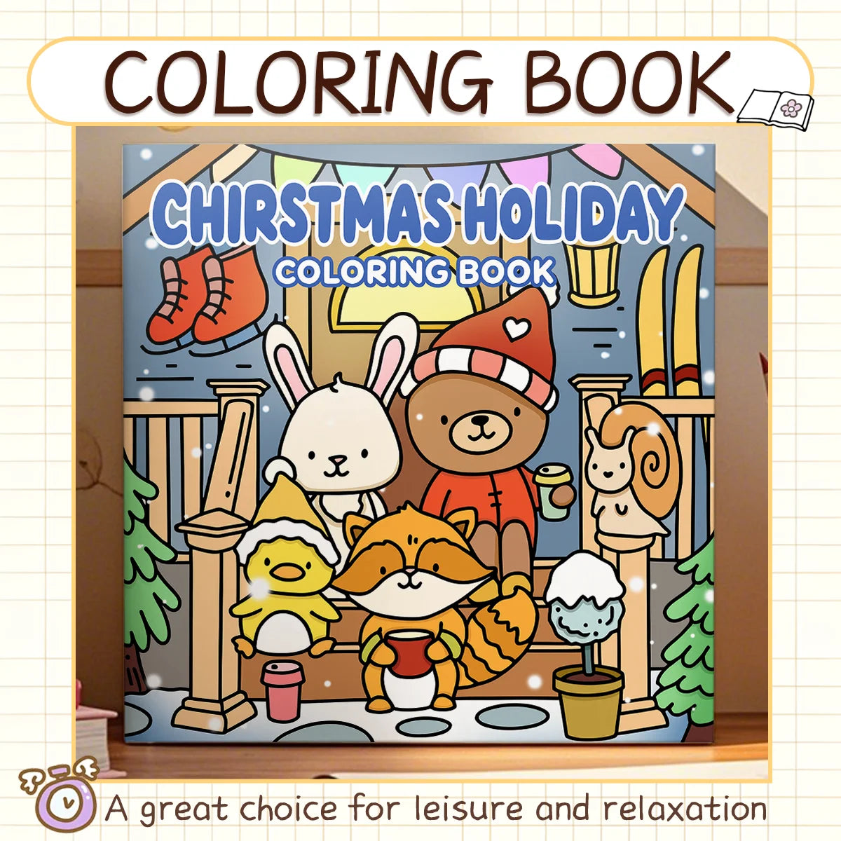 CHIRSTMAS HOLIDAY Coloring Book for Adults Featuring Cartoon Bold-easy Patterns for Relaxation Kids DIY Painting Drawing Books