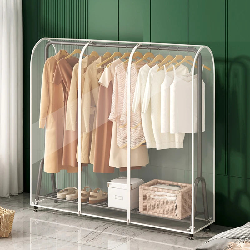 Floor Clothes Hanger Dust Cover Bedroom Drying Rack Dust Cover Cloth Translucent Coat Suit Storage Bag Dormitory Supplies