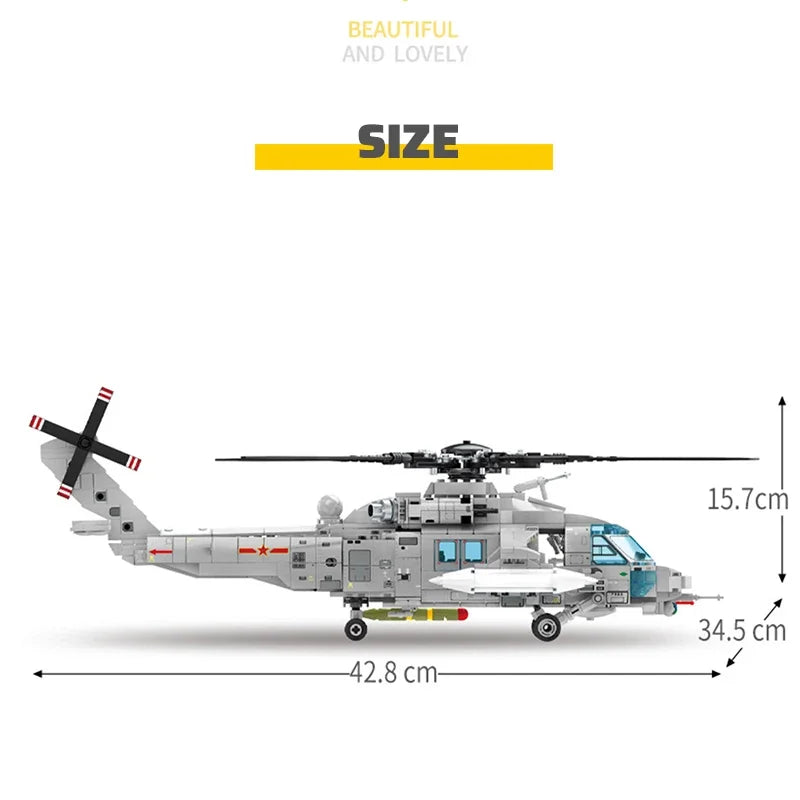 Technical Armed Police Helicopter Building Blocks Model Military STEM Kit WW2 Aircraft Warship Bricks Toys For Kids Adult Gifts