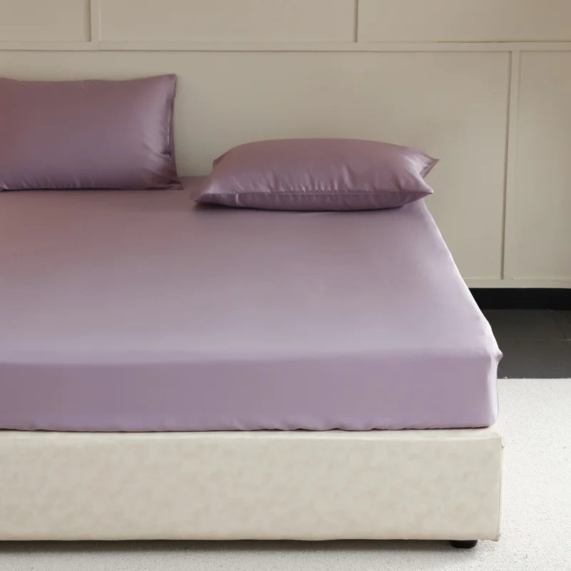 Mulberry Silk Fitted Bed Sheet with Elastic Bands Luxury Mattress Cover Single Double King Queen Size Bed Cover 100/140/200/220