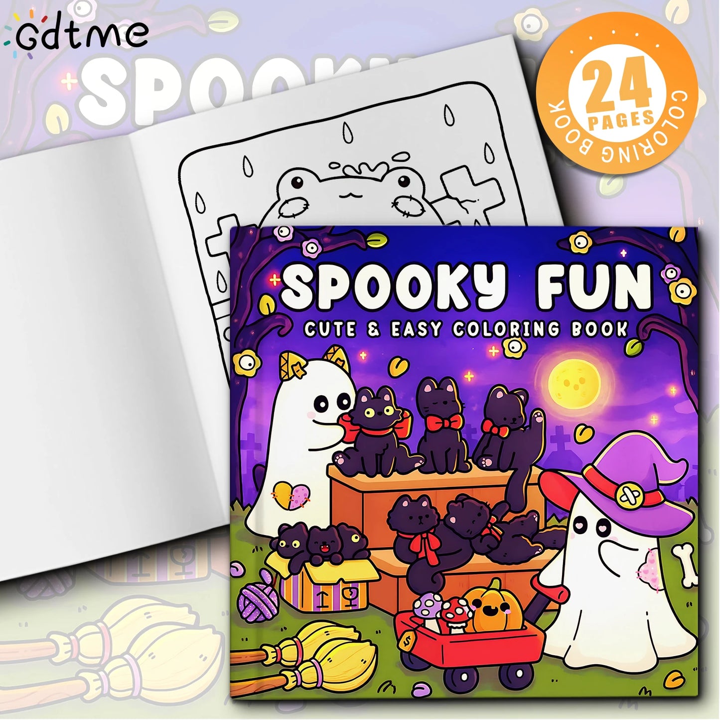 SPOOKY FUN CUTE & EASY Coloring Book for Adult Relieve Stress Kill Time DIY Painting Drawing Book Kids Education