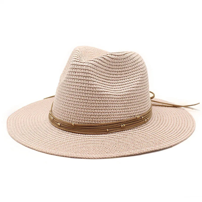 Big Size 60CM New Straw Hat 7cm Brim Summer Cooling Beach Sun Hat Outdoor Party Panama Jazz Hat Sombreros De Mujer