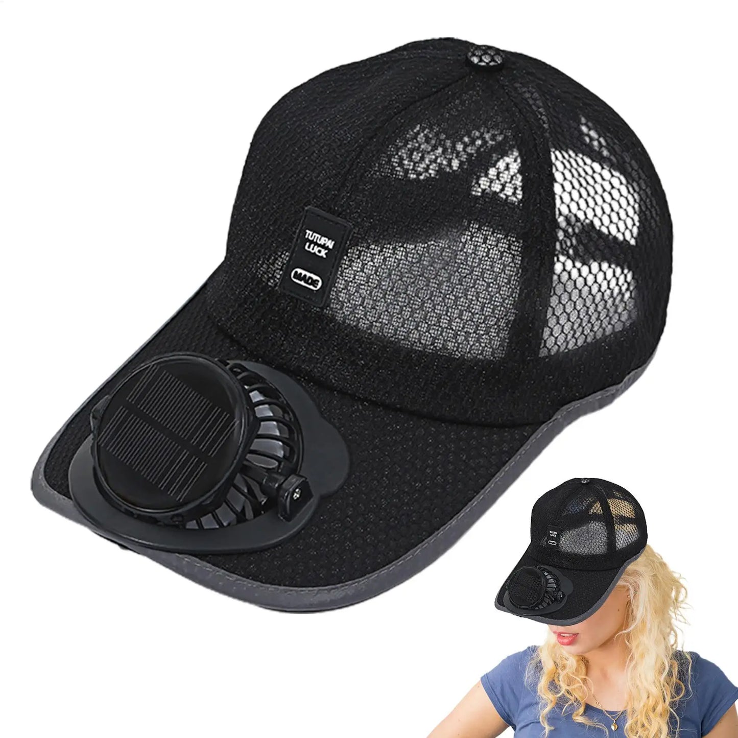 Solar Powered Cap with Fan Summer Breathable Mesh Sun Protection Outdoor Baseball Hat for Men USB Rechargeable Cooling Headwear