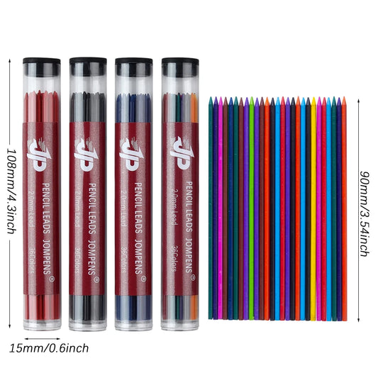 Colored Pencil Leads – 36pc 2.0mm Refills in Mixed Colors for Sketching