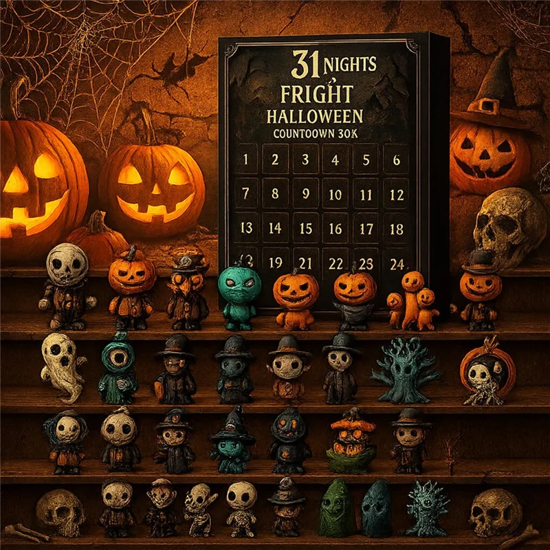 31 Nights of Halloween Countdown Box – 31 Spooky Figurines for October