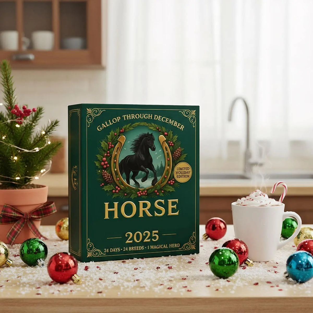 24 Days Christmas Countdown Calendar 2D Acrylic Horse Figure Ornaments Xmas Advent Calendar Xmas Gifts Pendant For Window Door
