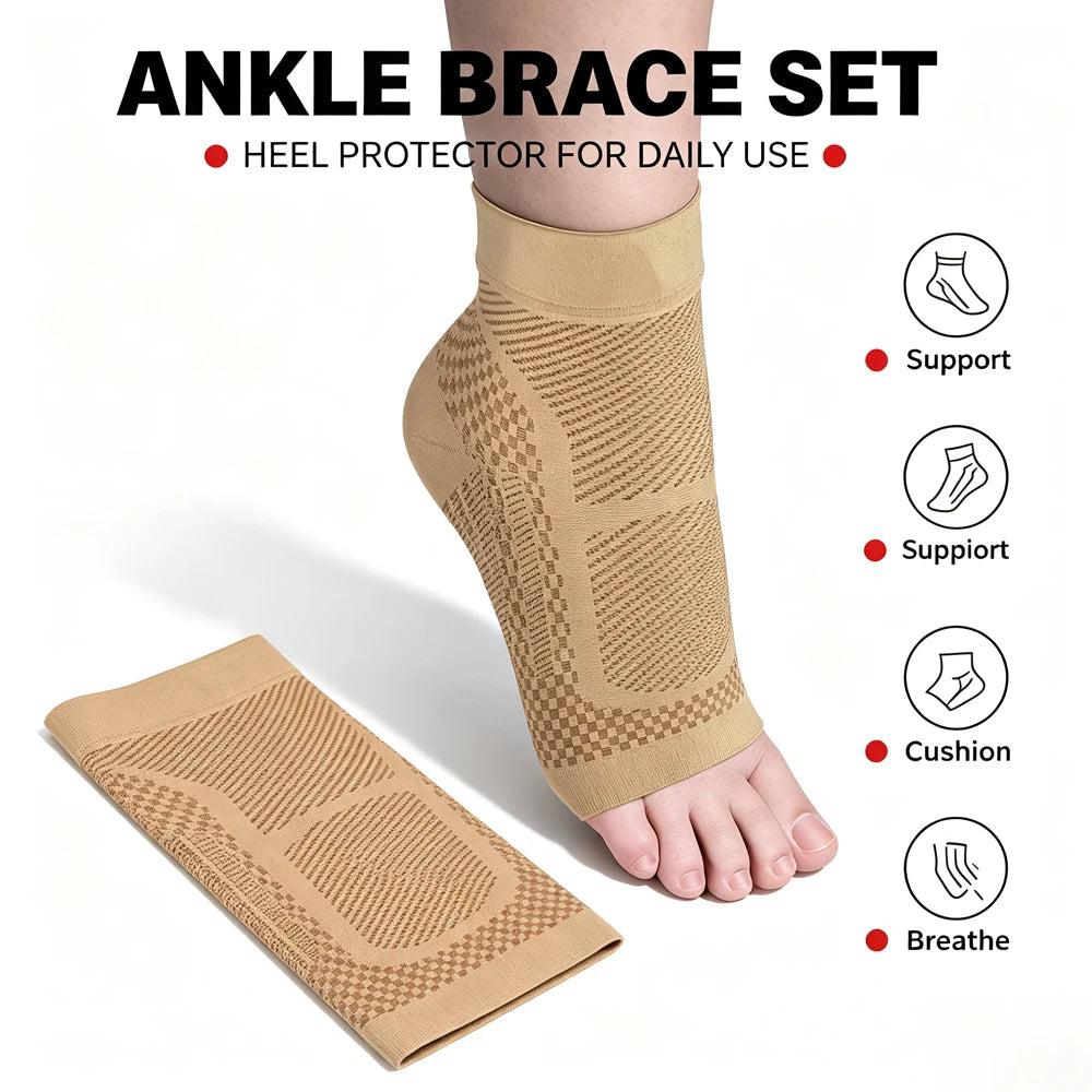 1Pair Ankle Brace Compression Sleeve - Plantar Fasciitis Sock,Foot Arch Support& Heel Spur Pain.Injury Recovery Braces for Sport