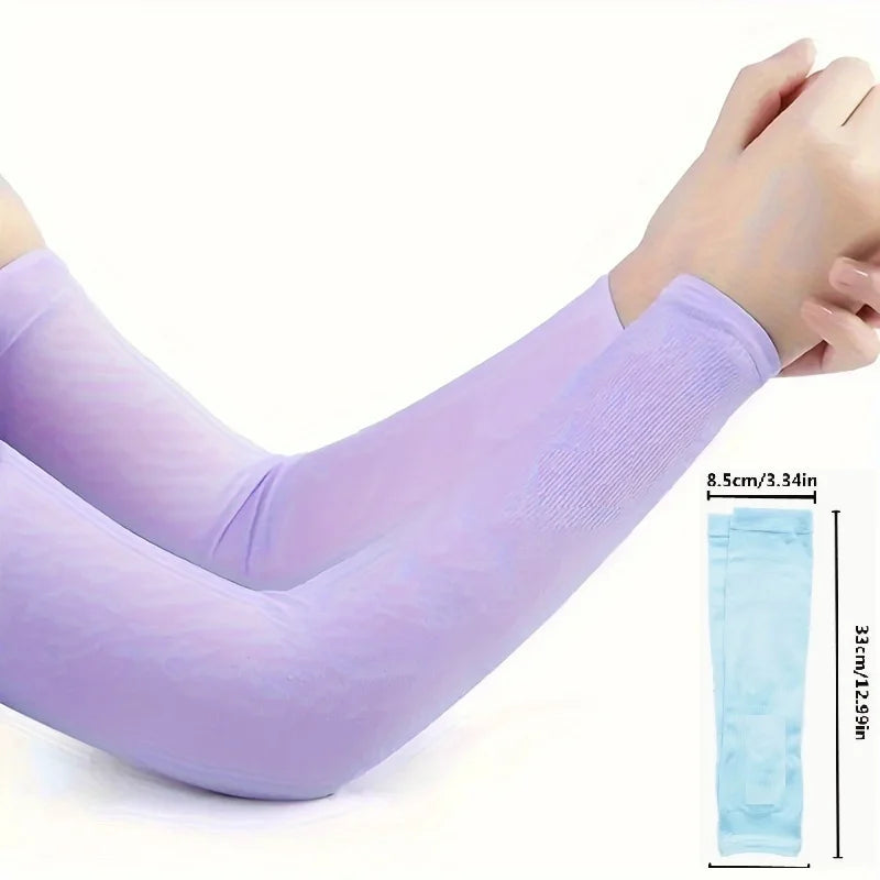 Ice Silk Cooling Arm Sleeves Summer UV Sun Protection Compression UPF 50+ for Women Volleyball Youth Sports