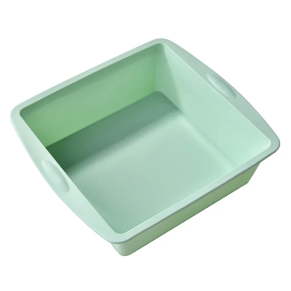 1/4Pcs Silicone Square Cake Plate Non-Stick Brownie Pot with Anti-Slip Handle Oven and Air Fryer Safe Perfect for Baking Cakes