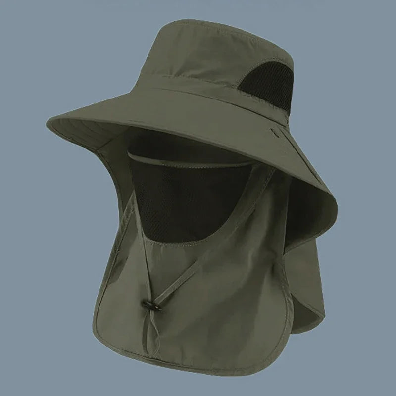 UPF 50+ Sun Hat with Face Neck Flap Wide Brim UV Protection Fishing Hat for Men Women Outdoor Hiking Gardening