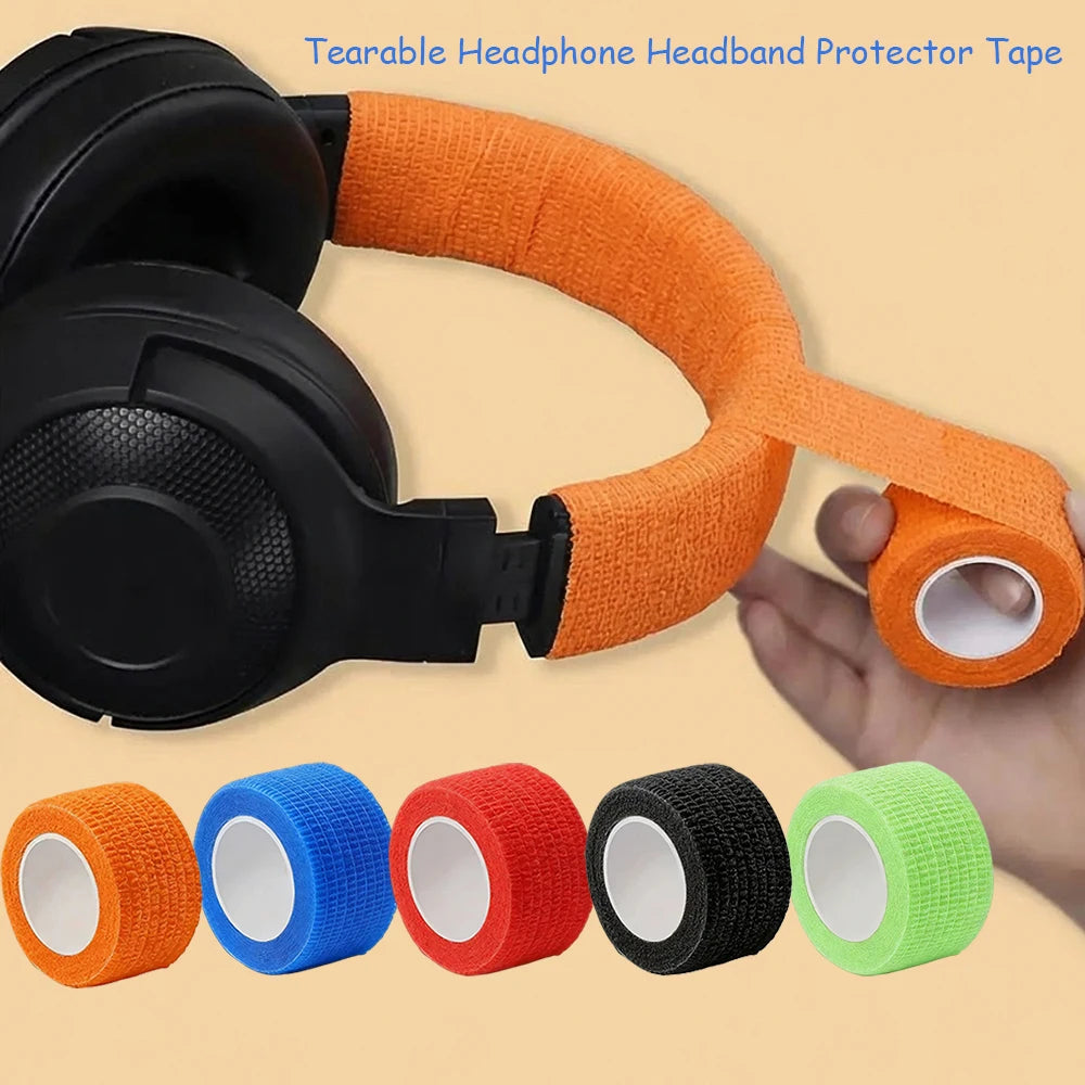 6pcs Tearable Headphone Headband Protector Tape,Anti-Aging Peeling Repair Strip for Over-Ear Headsets,Durable Fiber Material
