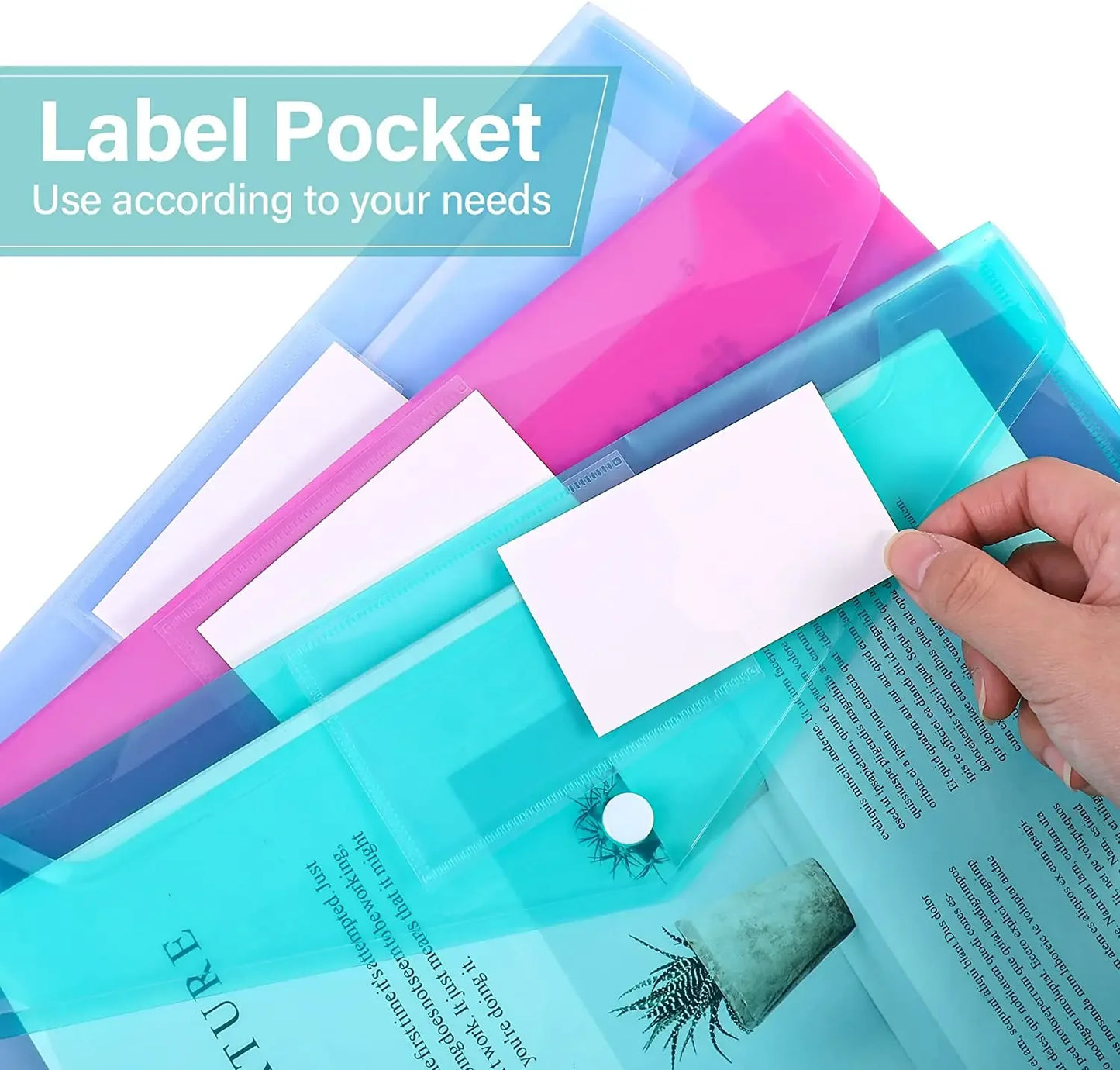 Poly Stationery Storage Folder File Pouch  A4 A5 B4 A3 Snap Button Document Bag Zip File Folder School Office Supplies