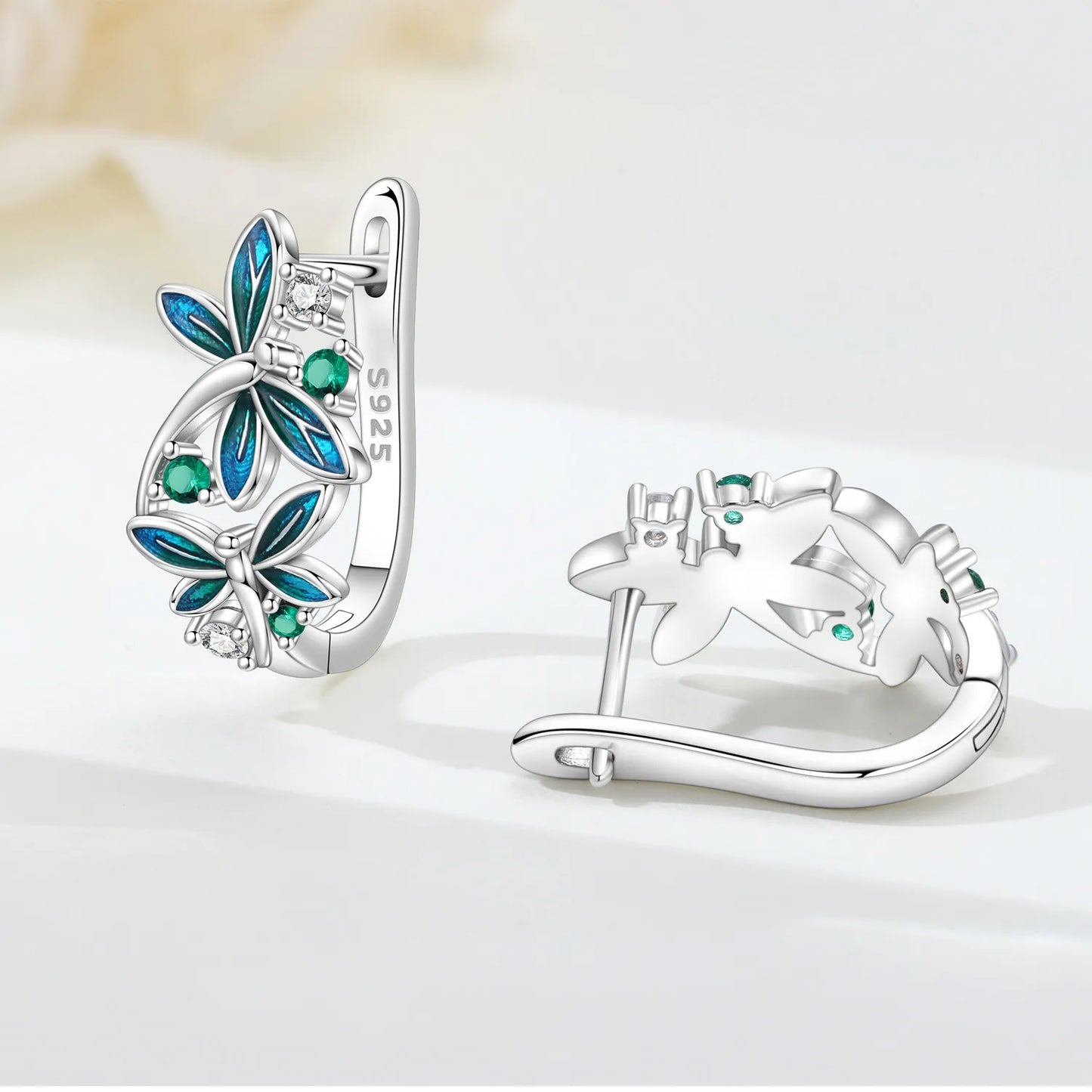 MISEFF S925 Sterling Silver Earring Exquisite Insect Gradient Dragonfly Earrings Original Jewelry Birthday Gifts For Women