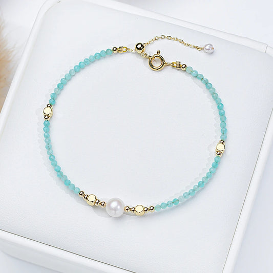 2mm Tourmaline With 7mm  Freshwater Pearl Bracelet For Women Natural Stone Bangle Jewelry Amethyst chains