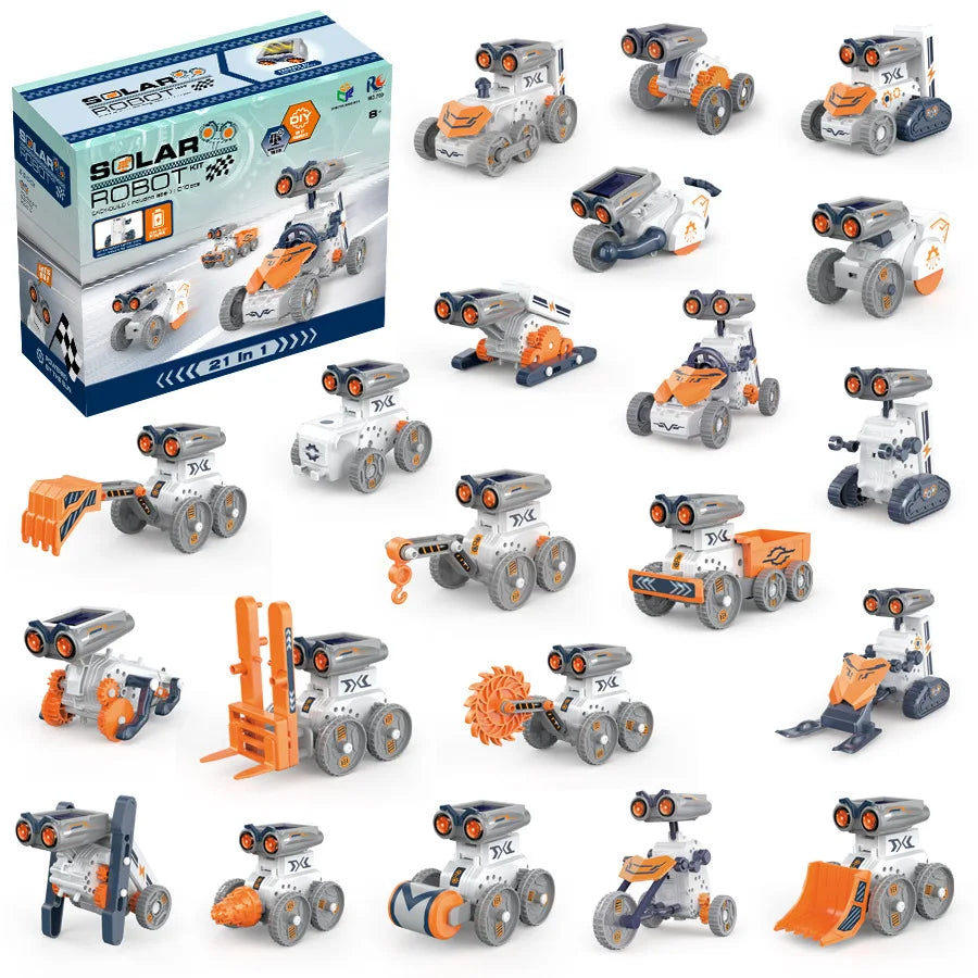 21 IN 1 STEM Solar Robot Kit Toy Boy Girl DIY Building Science Experiment Kids Building Electric Solar Robots Toys Birthday Gift