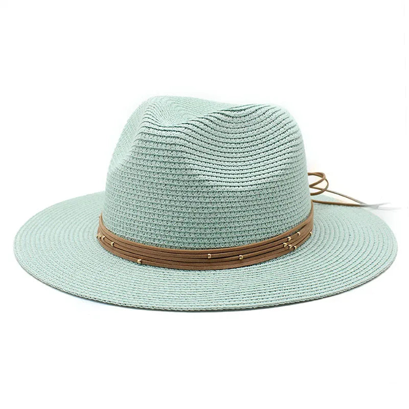 Big Size 60CM New Straw Hat 7cm Brim Summer Cooling Beach Sun Hat Outdoor Party Panama Jazz Hat Sombreros De Mujer