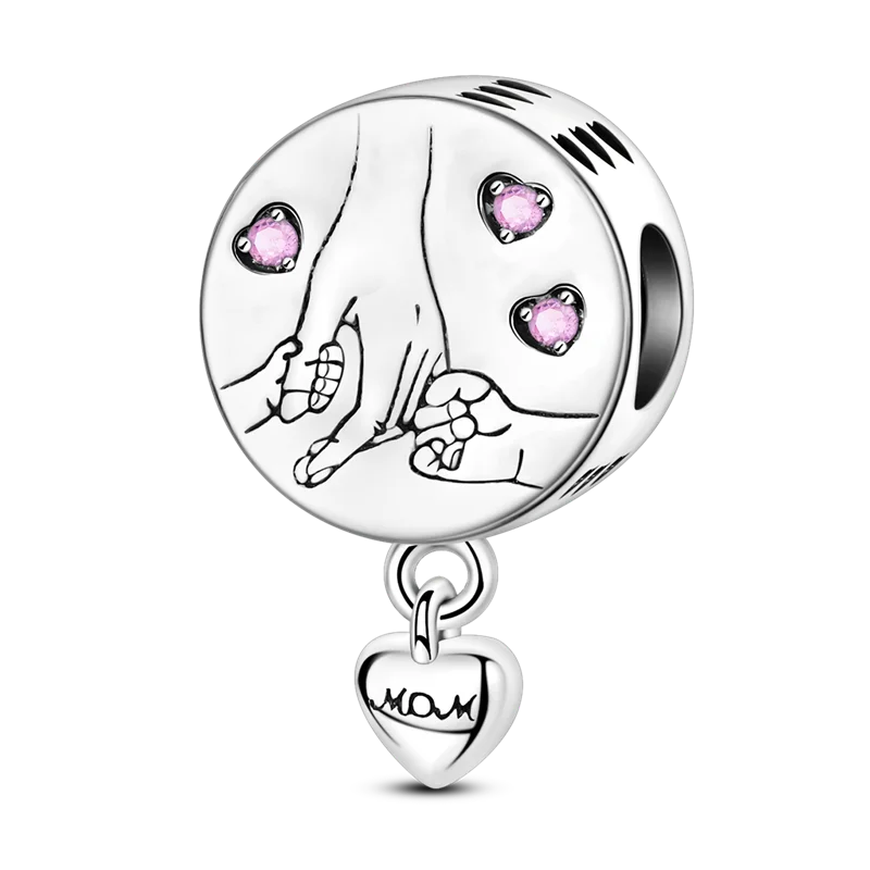 925 Sterling Silver Mother's Day Charms Mother Daughter Heart Animal Elephant Rabbit Pendants Fit Bracelets DIY Jewelry Gift