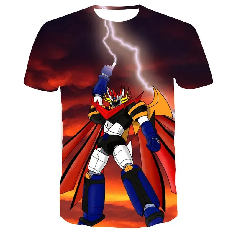 Mazinger Z 3D Print T-Shirts Anime Robot Streetwear Men Women Fashion Oversized Short Sleeve T Shirt Kids Tees Tops Man Clothing