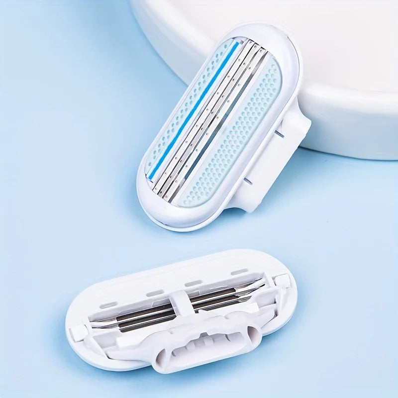 1 Handle + 4/8 Blade Women Safety Razor Blades Face/ Leg/ Armpit/ Bikini Beauty Hair Removal Shaving Compatible Venus Shaver