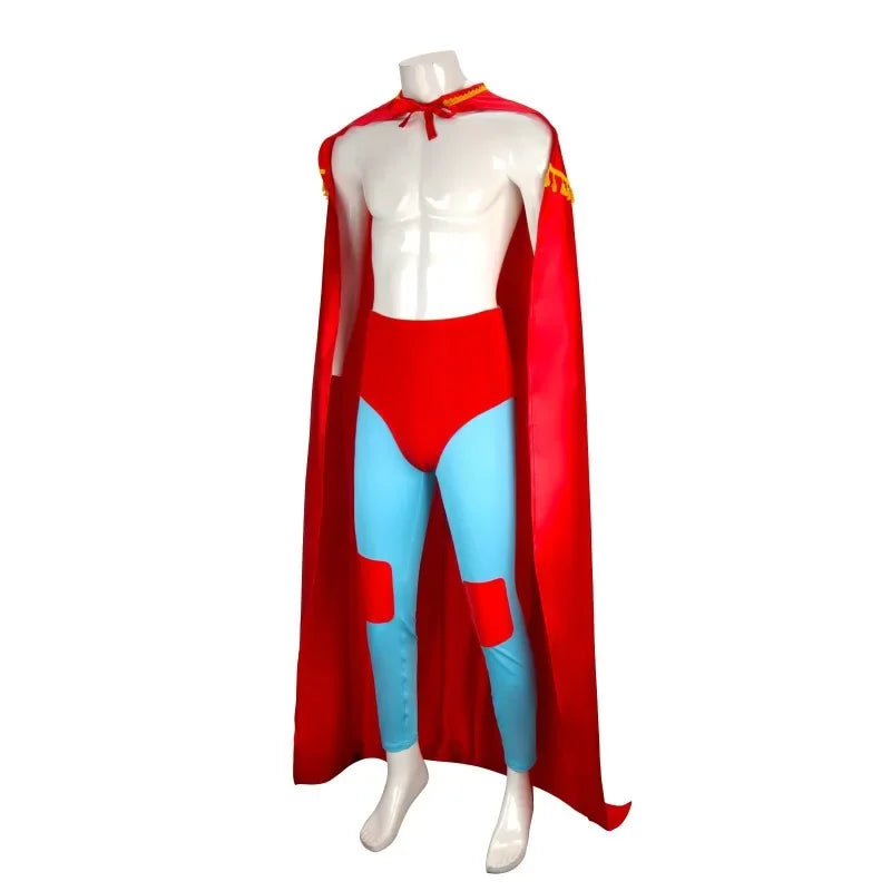 4PCS Nacho Cosplay Costume Libre Red Cloak Mask Pants Shorts Full Set Outfits Mexican Wrestling Halloween Cos Outfits Adult Men