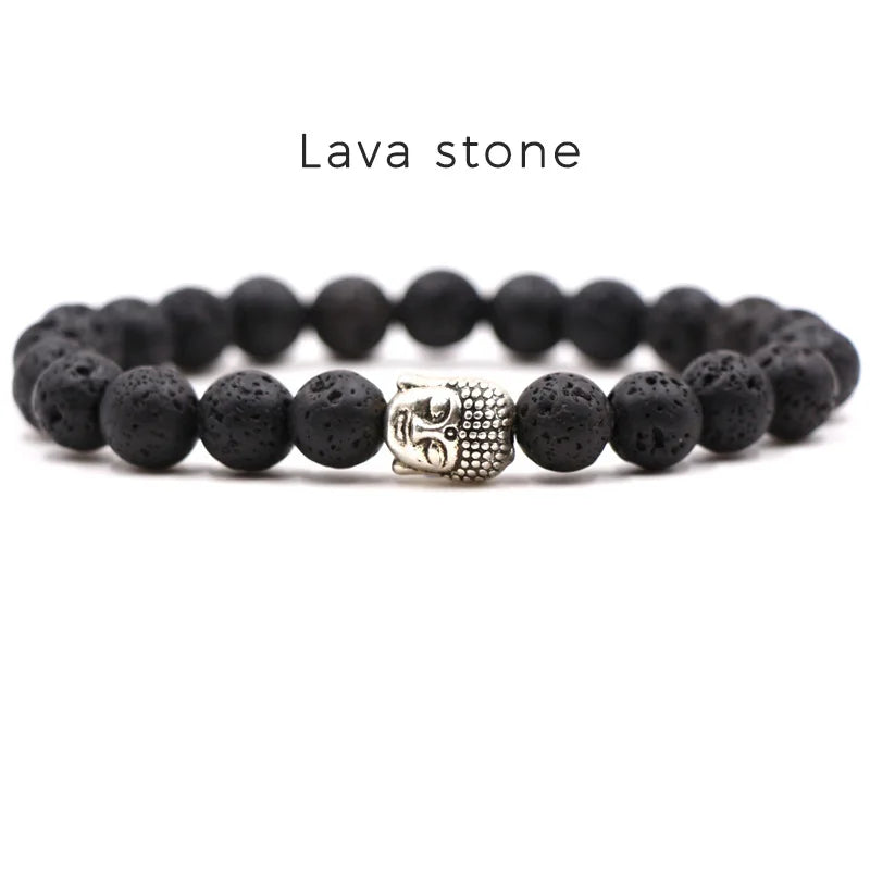 SANSHI Natural Stone Beads Bracelet For Women Men Amethysts Crystals Jewelry Agates Elastic Bangle Bracelets Gift