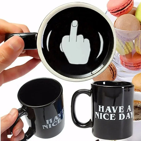 Ceramic Coffee Mug with Vertical Middle Finger Creative Relaxed Friendly Hand Milk Tea Cup New Style Office Mug Drinkware Gift