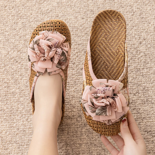 Women's Summer Slippers, Rattan Floor Slippers, Home Cooling Slippers, Indoor Bamboo Woven Slippers, Non-Slip Household Slippers