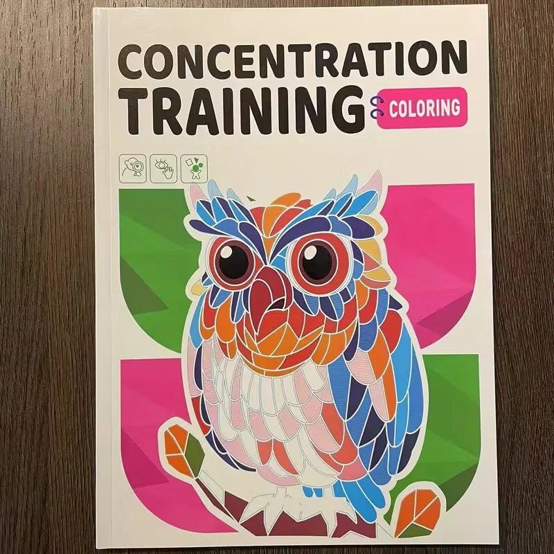 Concentration Training Coloring Book for Kids Pattern Coloring Pages Stress Relief Art Activity Book Creative Painting Book