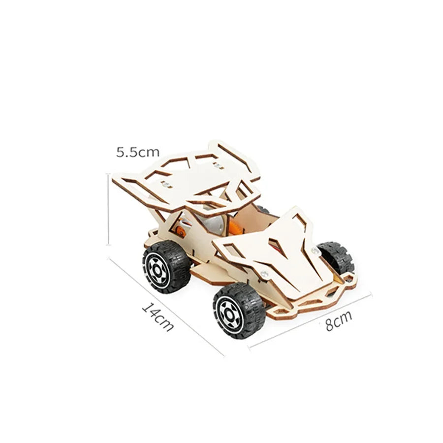 DIY Science Experiment Kits Wooden Remote Control Car Model Wooden Four Wheel Drive Racing Assembling KIDS STEM Educational Toy