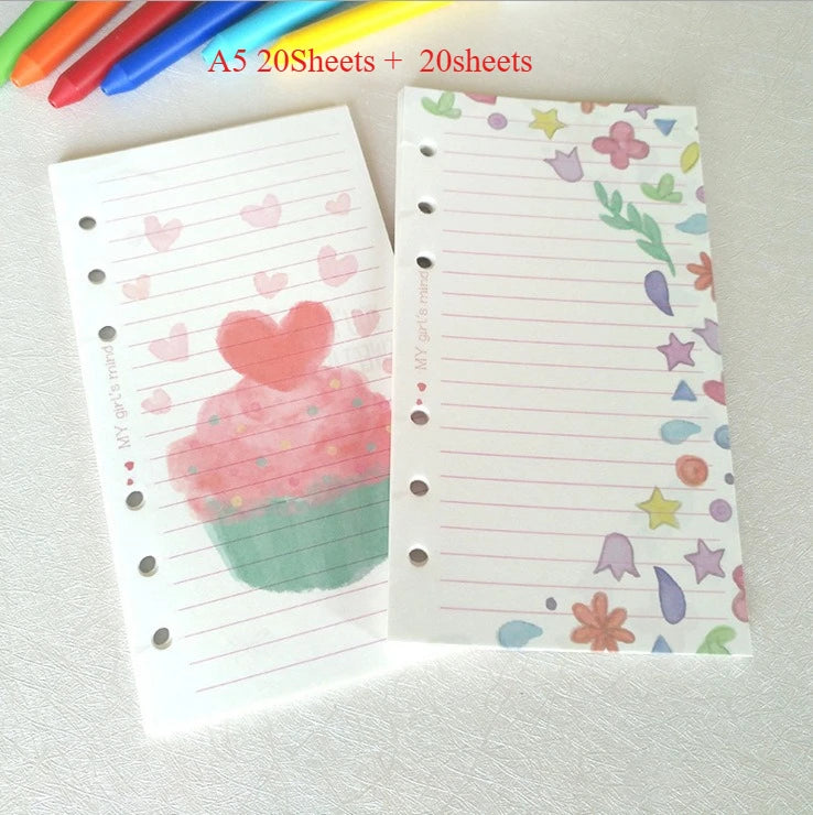 A5 A6 A7 40Sheets Loose Leaf Notebook Refill Spiral Binder Inner Page  Inside Paper Stationery