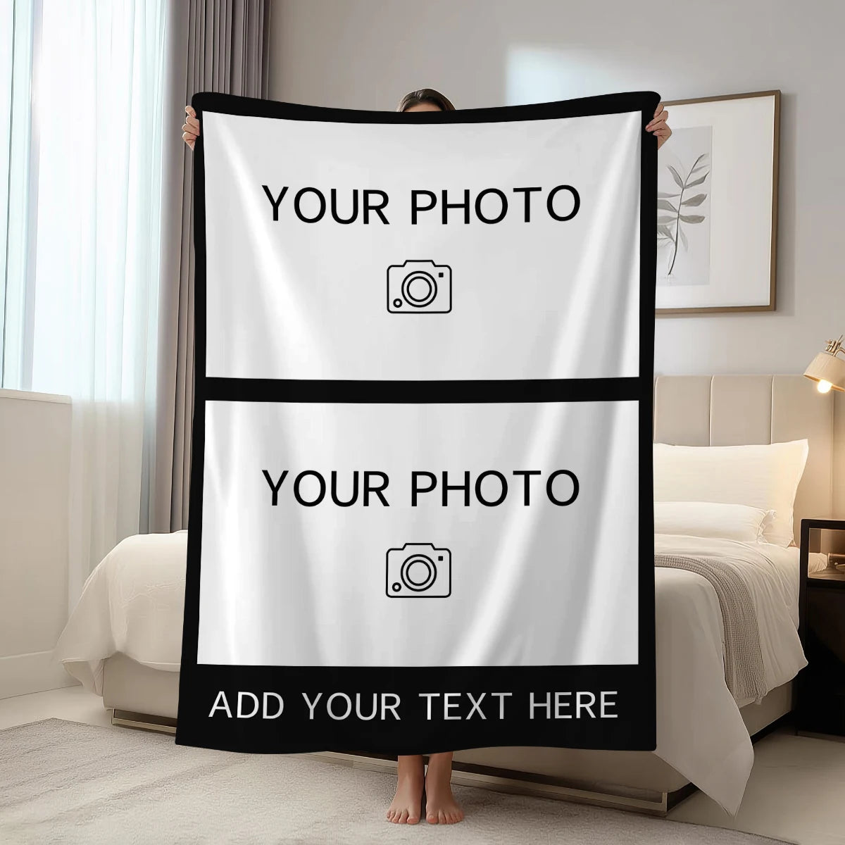 1pc Personalized picture and text customized blankets, gift blankets tailored for children, parents, lovers, lovers, and friends