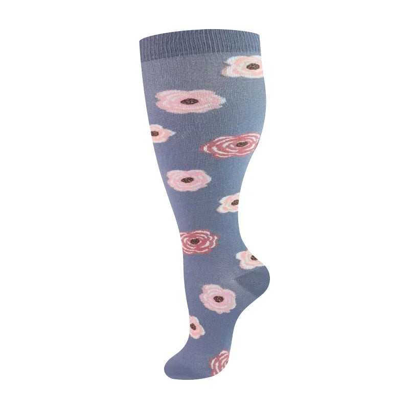 2XL-4XL Plus Size Compression Socks for Women Men 20-30 mmHg Wide Calf Extra Large Knee High Flight Sock for Circulation Support