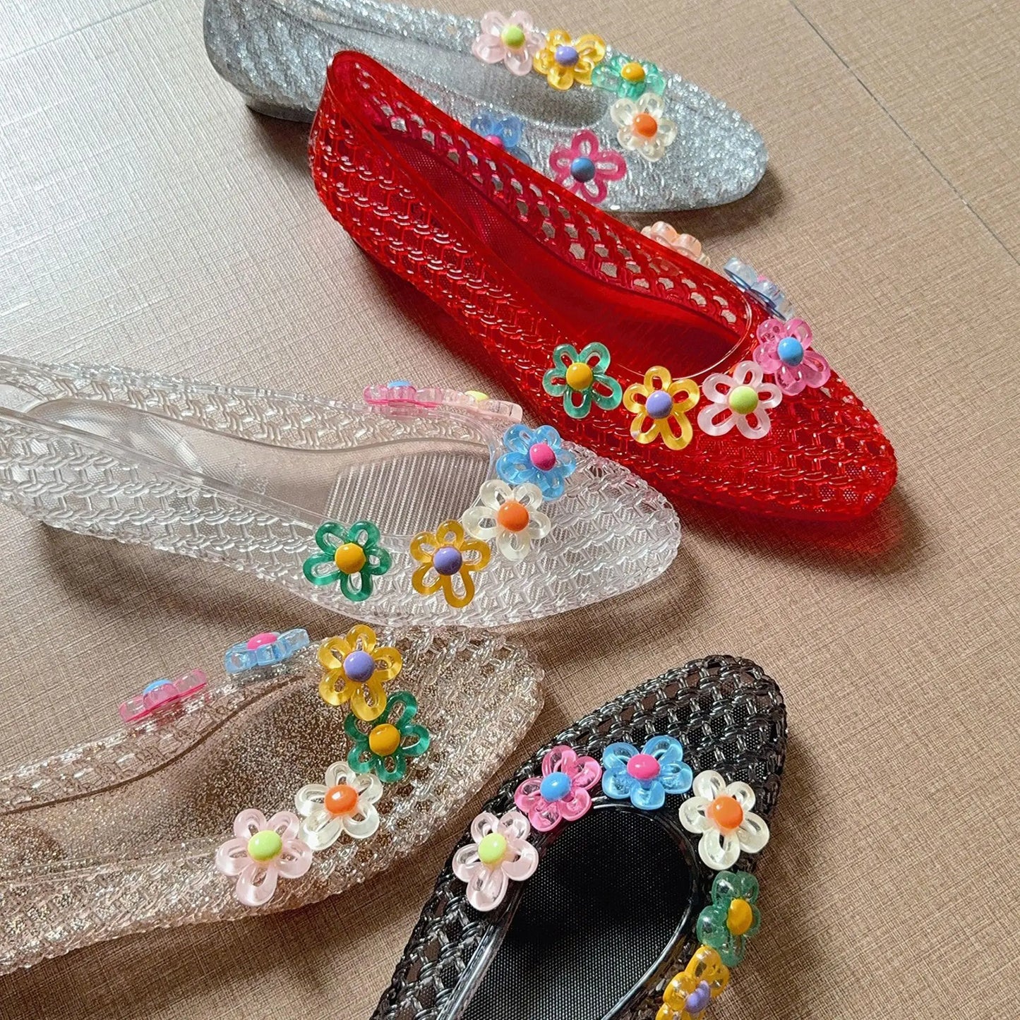Summer Women Flat Korean Jelly Shoes Ins Outdoor Versatile Sweet Casual Clogs Outdoor Daily Commuter Travel Sandals
