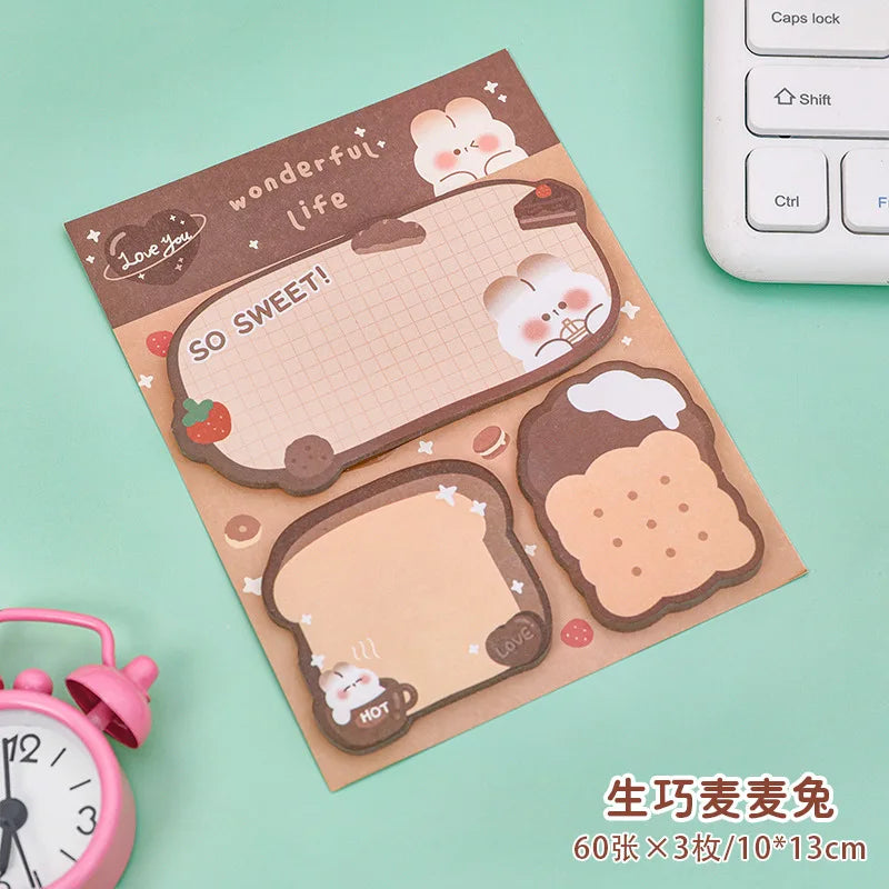 60sheets Sticky Notes Cute Cartoon Colorful Memo Pad Ins Kawaii Stationery Posted Tabs Its Memo Message Paper School Supplies