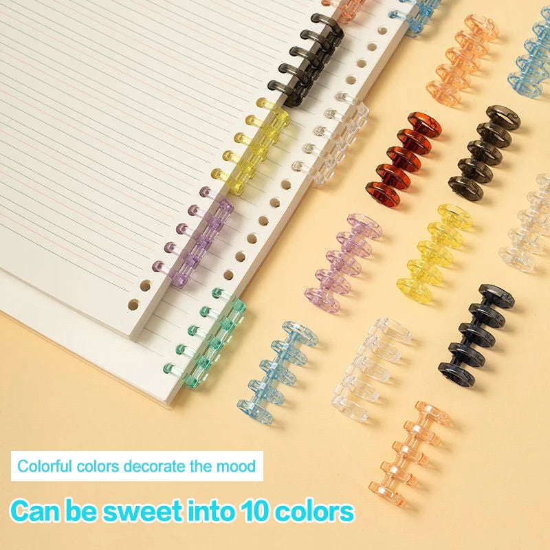 20PCS 5hole Loose-leaf Binder Ring Notebook Spring Spiral Rings Binder Strip Buckle Clip Binding Clip School Supplies Stationery