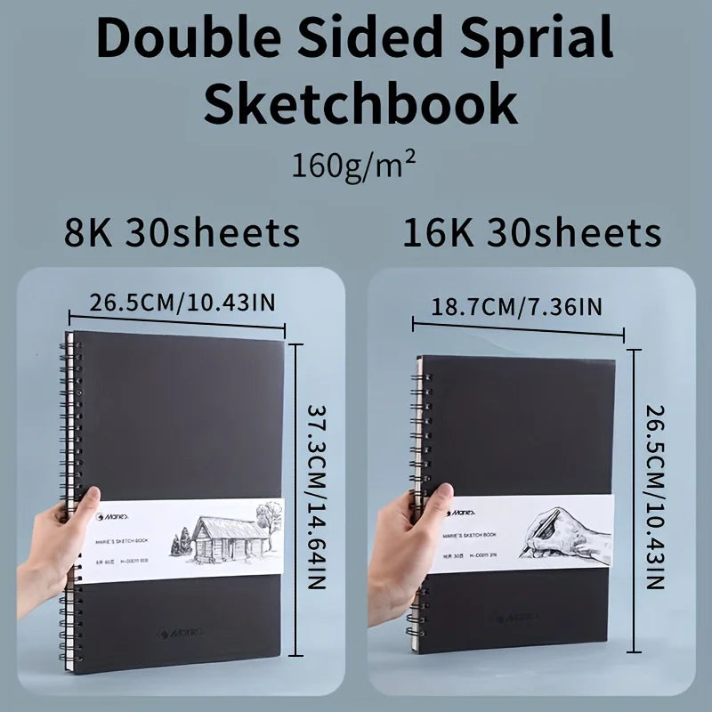 Marie's Sketch book 30 Sheets 98lb/160GSM,Sketch Pads for Drawing&Writing Spiral-Bound with Hard Cover,Sketchbook for Adults