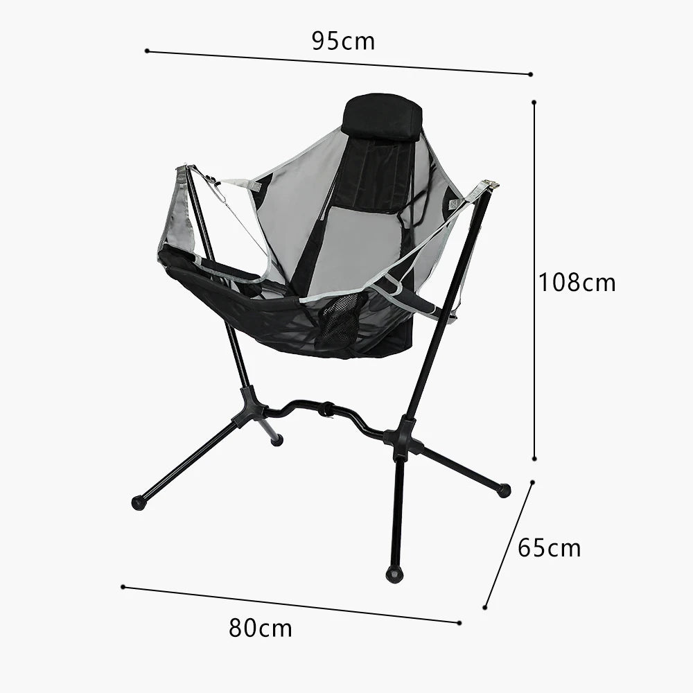 Portable outdoor camping swing rocking chair lightweight durable stable folding chair breath netting mesh seat cool summer chair