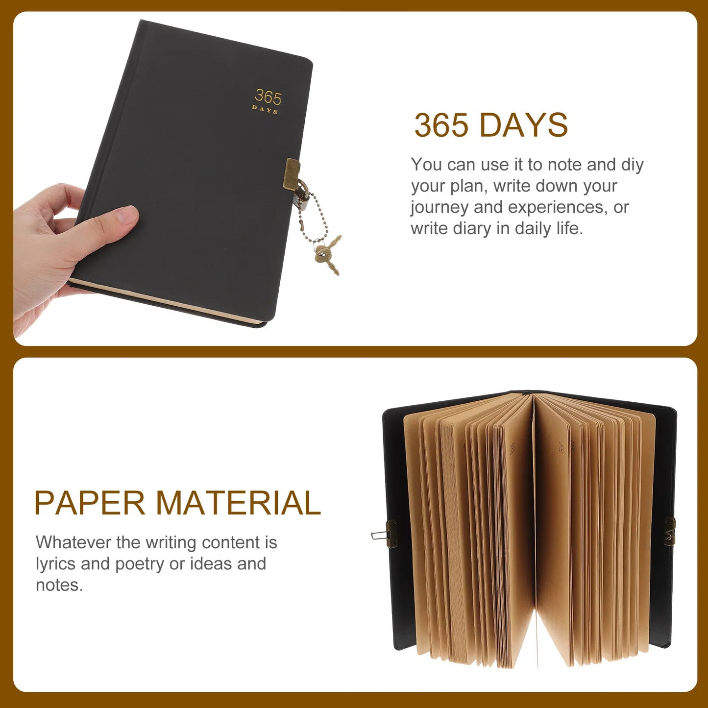365 Days Personal Journal with Lock Diary Notebook for Writing Ideas Poetry Travel Logs Daily Notes Sketches Privacy Safe