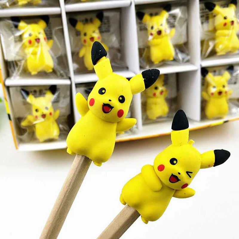 36pcs Pokemon Eraser Cartoon Anime Figure Pikachu Student School Stationery Supplies For Children 3d Erasers Toys Birthday Gift
